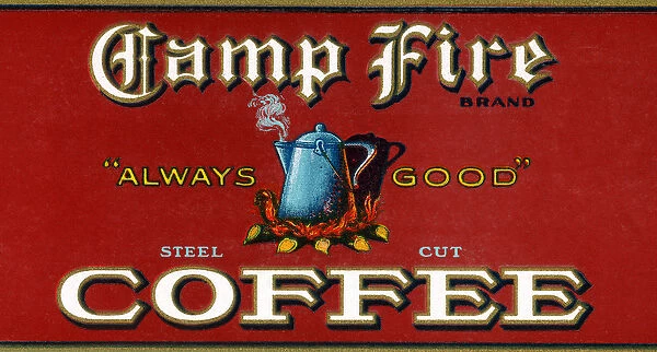Vintage Camp Fire Coffee Product Label, 1919 (colour litho)