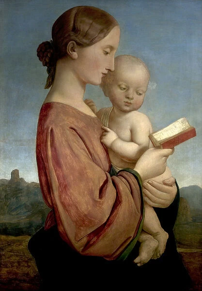 Virgin and Child (oil on plaster )