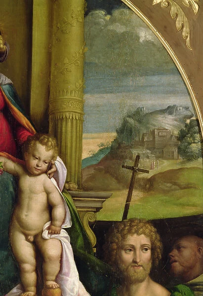 The Virgin Enthroned, detail of the Christ Child (oil) (see 33422)