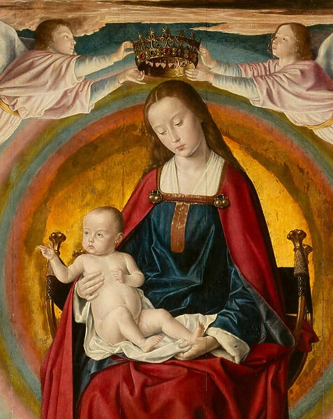 The Virgin in Glory, detail. Triptych of the master of Moulins, 1502 (tgempera on wood)