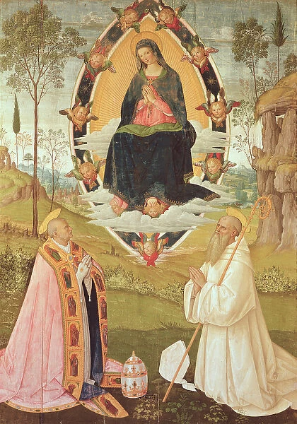 Virgin in Glory with St. Gregory and St. Benedict (tempera on panel)