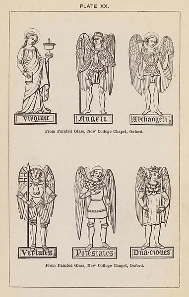 Virgins; Angels; Archangels; Virtues; Powers; Dominations (engraving)