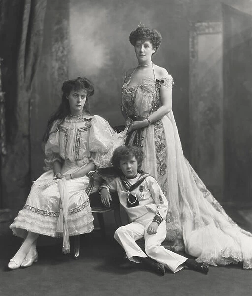 Viscountess Knollys and her children, photographed on the occasion of receiving King