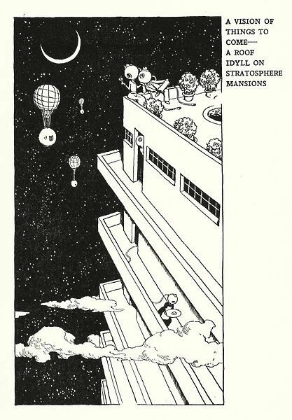 A Vision of Things to Come, A Roof Idyll on Stratosphere Mansions (litho)