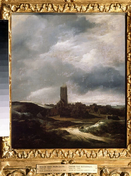 Vue de Egmond An Zee (View of Egmont an Zee). Peinture de Jacob Isaakszoon van Ruisdael (Ruysdael) (1628 ou 1629-1682). Huile sur bois, vers 1655. Musee des Beaux Arts Pouchkine, Moscou