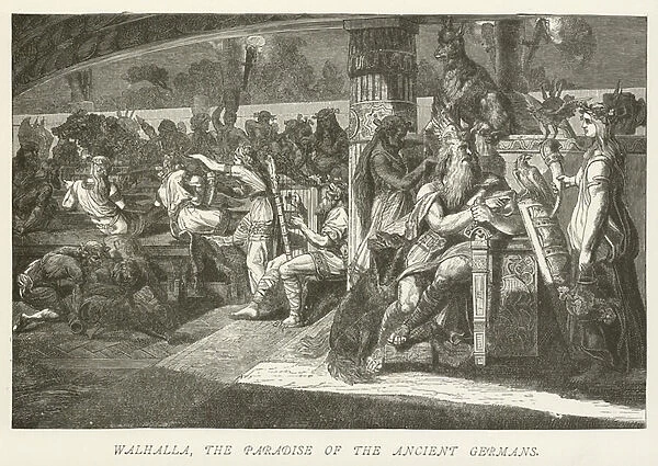 Walhalla, the Paradise of the ancient Germans (engraving)