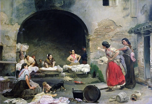 Washerwomen Disputing, 1871 (oil on canvas)