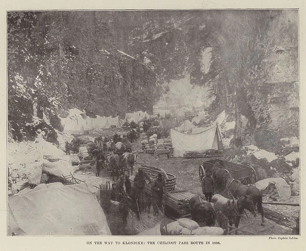 On the Way to Klondike, the Chilcoot Pass Route in 1898 (b  /  w photo)