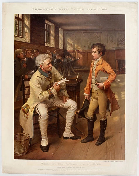 Wellingtons First Encounter with the French, 1785 (chromolitho)