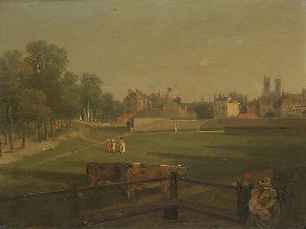 A Western View of Part of Westminster and Bird Cage Walk, from Mill House (oil on panel)