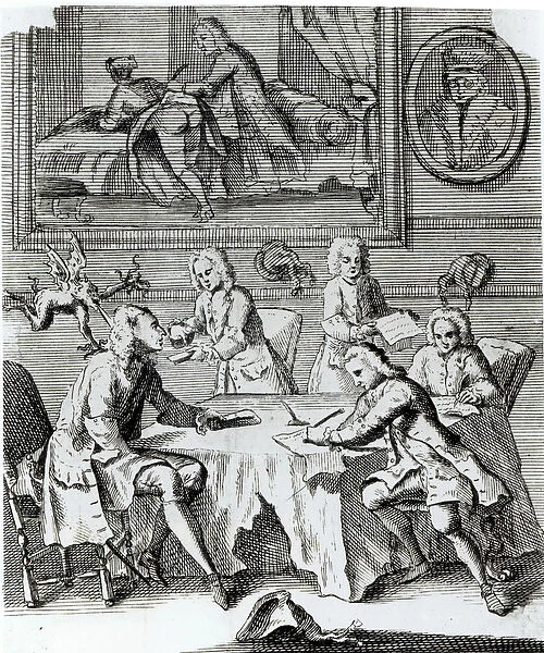 Whig Satire on Negotiations for the Treaty of Utrecht, c. 1713 (engraving) (b  /  w photo)