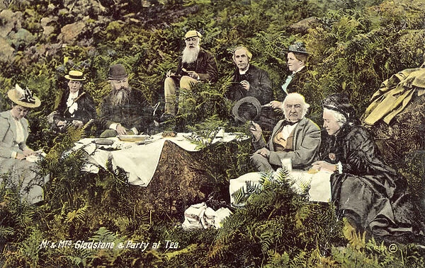 William and Catherine Gladstone at a picnic (colour photo)