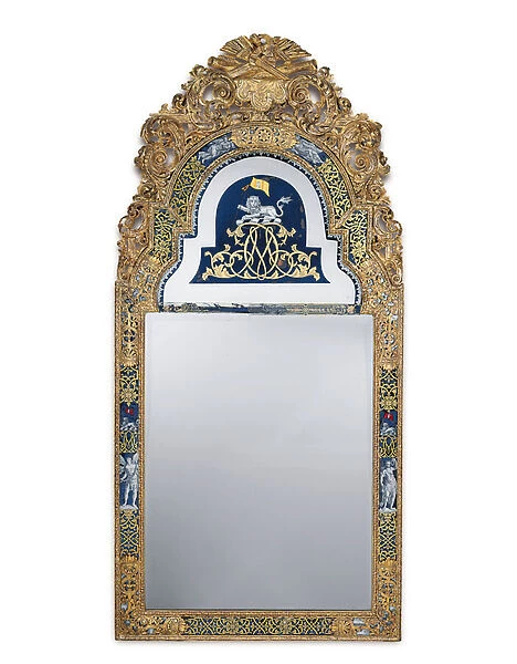 William and Mary pier mirror and companion side table, c. 1706-07 (giltwood & verre eglomise)