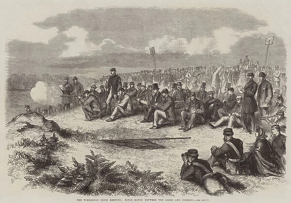 The Wimbledon Prize Meeting, Rifle Match between the Lords and Commons (engraving)