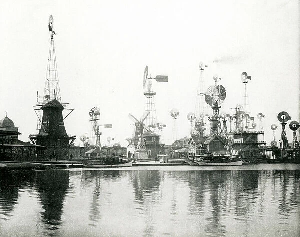 The wind engine display at the Columbian Exposition, Chicago, 1893 (b  /  w photo)