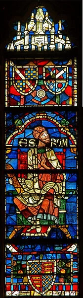 Window depicting a genealogical figure: Escrom (stained glass)