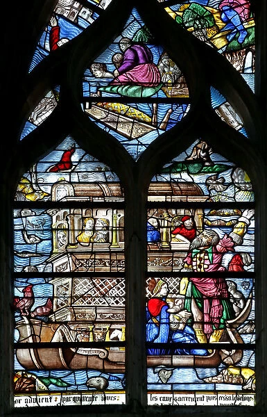 Window w124 depicting Noahs Ark (stained glass)