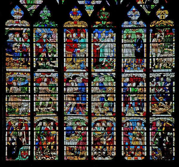 Window w232 depicting scenes from the story of Daniel (stained glass)
