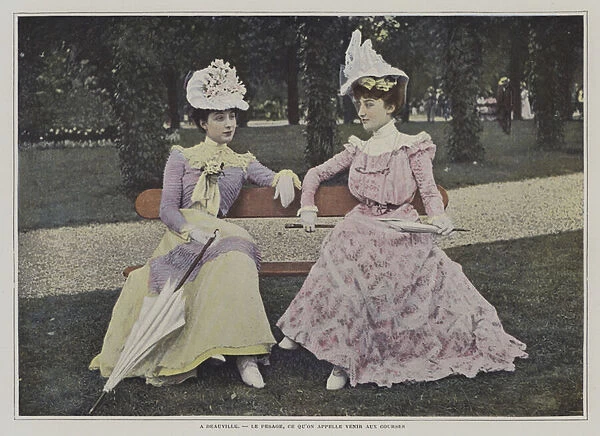 Two women at Deauville for the horse racing (colour photo)