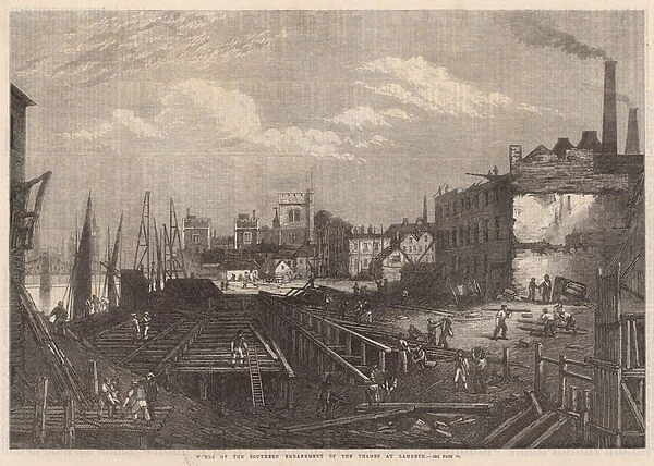 Works of the southern Embankment of the Thames at Lambeth (engraving)