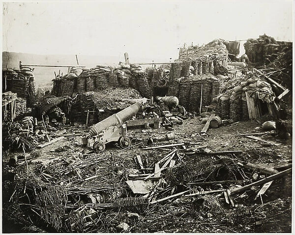 Wrecked battery, Crimea, 1855 (b / w photo)