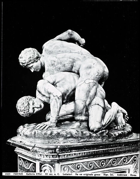 The Wrestlers, after a Greek original of the 3rd century BC (marble) (b  /  w photo) (see also 31428, 122614)