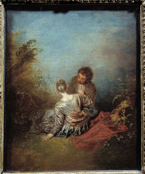 The wrong step. Painting by Jean Antoine Watteau (1684-1721), 18th century. Oil on canvas