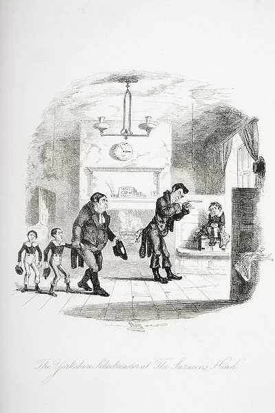 The Yorkshire schoolmaster at the Saracens Head, illustration from Nicholas