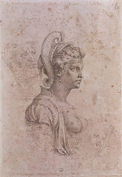 Zenobia, Queen of Palmyra, Syria (3rd century AD) (charcoal on paper)
