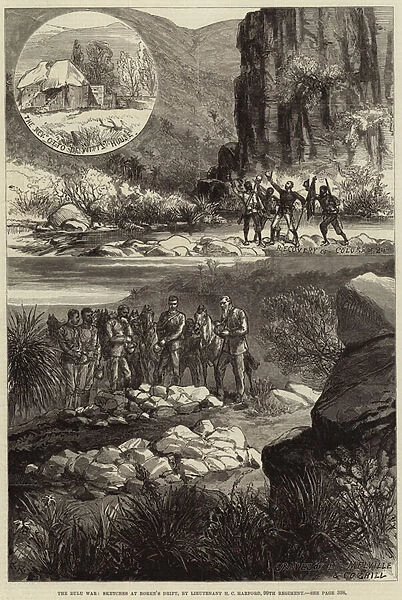 The Zulu War, Sketches at Rorkes Drift (engraving)
