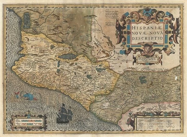 1606, Hondius and Mercator Map of Mexico, topography, cartography, geography, land