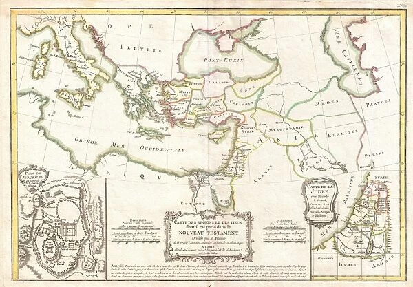 1771, Bonne Map of the New Testament Lands, w- Holy Land and Jerusalem, Rigobert Bonne 1727 - 1794