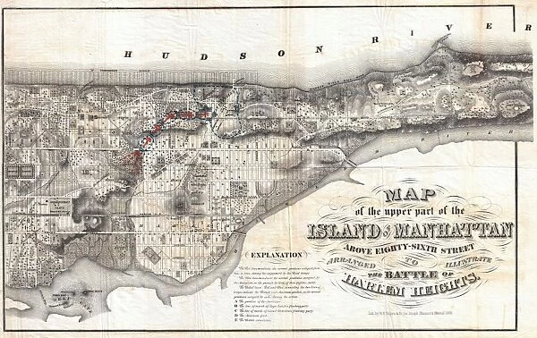 1868, Rogers Map of Manhattan, New York City, North of 86th St, topography, cartography