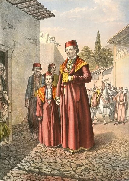 Armenian marriage procession, Travels through Turkey 1862. By Rev. Henry J. Van Lennep