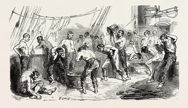 The army of the East: The toilet on board, 1855. Engraving