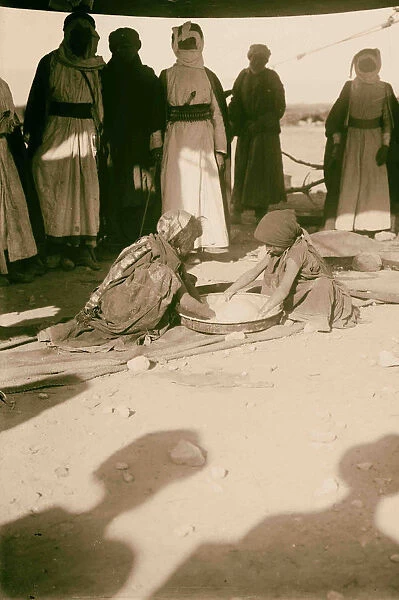 Bedouin wedding Girls kneading dough 1900 Bedouin
