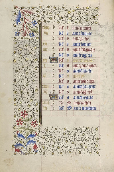 Calendar Page Paris France 1415 1420 Tempera colors
