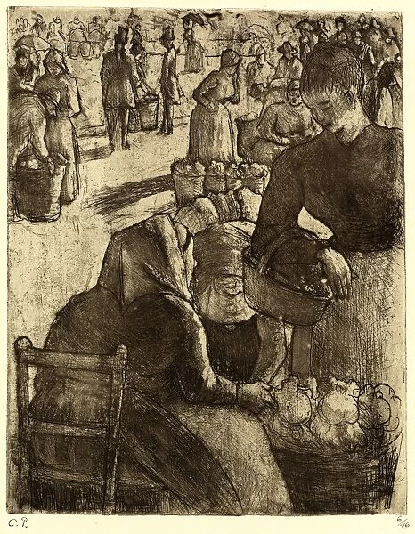 Camille Pissarro, French (1830-1903), Vegetable Market at Pontoise (Marche aux legumes