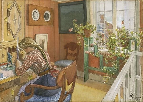 Carl Larsson Letter-Writing Letter Writing Painting