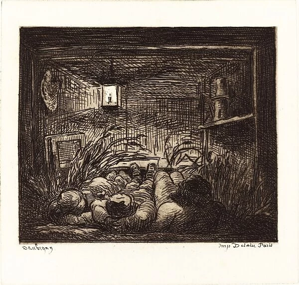 Charles-Franazois Daubigny (French, 1817 - 1878), Asleep Aboard the Bottin (Coucher