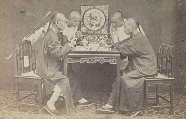 Chinese men playing checkers recto Clark Worswick