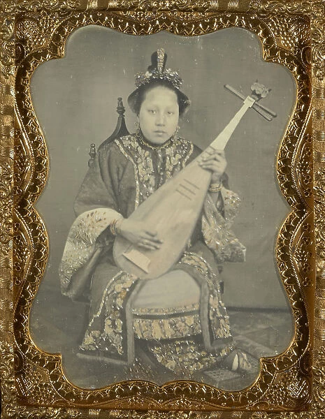 Chinese Woman Mandolin American 1860 Daguerreotype