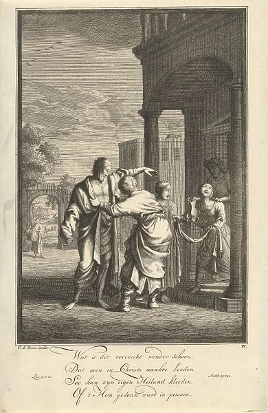 Clothing the naked, Jan Luyken, Gerrit de Broen (Sr. ), in or after 1695 - c. 1740