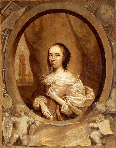Cornelis Jonson van Ceulen, English, (1593-1661), Anna Maria van Schurman, 1657, oil