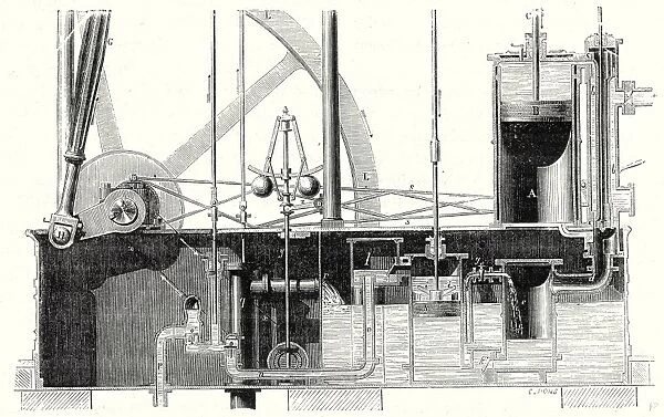 Cross section of condensing machine or Watts low pressure machine