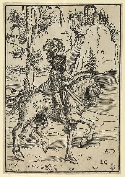 Drawings Prints, Print, Knight, Horseback, Riding, Towards, Right, Artist, Lucas Cranach Elder