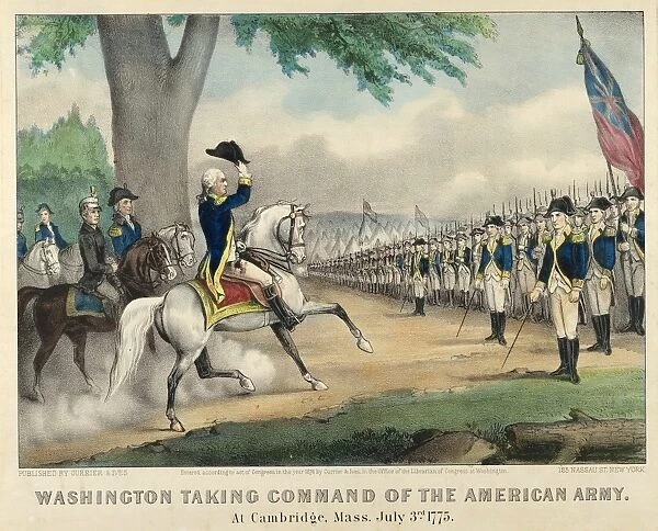Drawings Prints, Print, Washington, Taking, Command, American, Army, Cambridge, Massachusetts