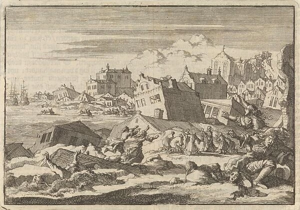 Earthquake in Jamaica where the city Port Royal is destroyed, 1615, Jan Luyken, Pieter