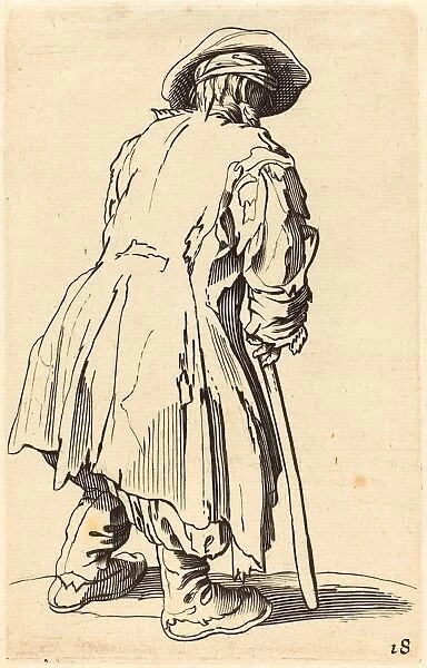 after Jacques Callot, Old Beggar with One Crutch, etching