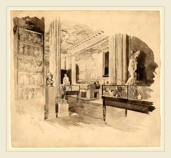 Joseph Pennell, Interior, Fitzwilliam Museum, American, 1857-1926, 1890s, brush